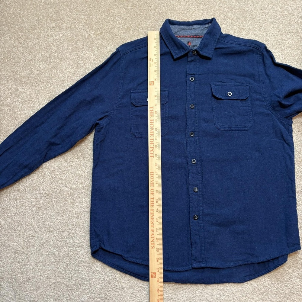 Vtg Woolrich Shirt Mens Large Blue Solid Flannel Button Up Long Sleeve Outdoor - Picture 7 of 8